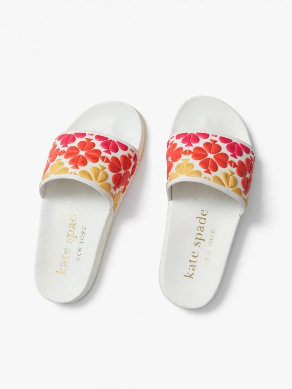 Kate Spade Olympia Slides 5B White Multicolor Spade Sandals